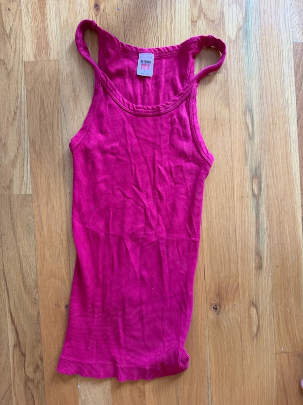 Re/Done Dragonfruit Ribbed Tank Top - Picture 2 of 3